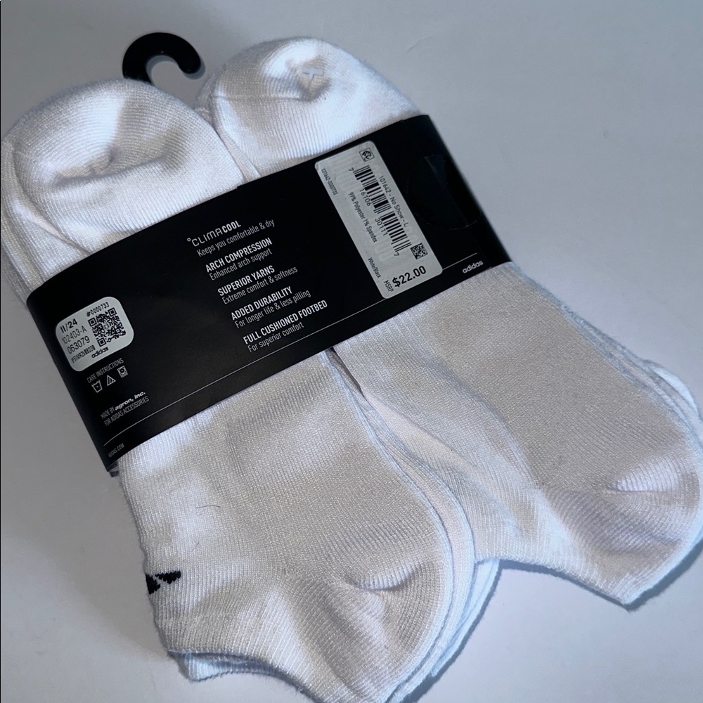 adidas Men's White Athletic no show Socks - 5 pairs - Picture 4 of 5